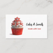 Cupcake Bakery Pastry Chef Rood Wit Visitekaartje (Voorkant)