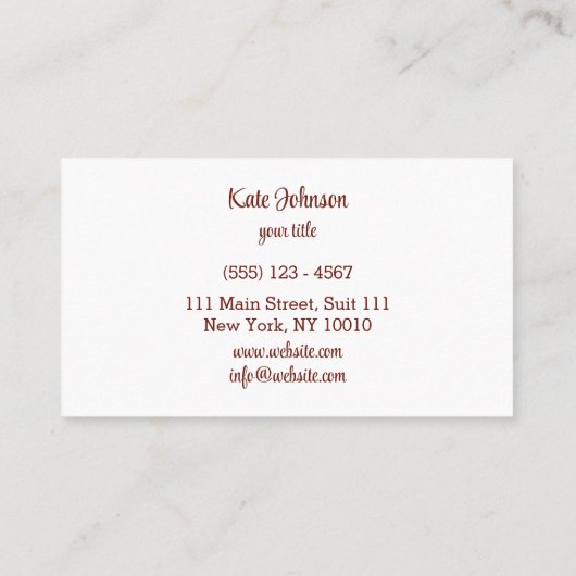 Cupcake Bakery Pastry Chef Snowflakes Visitekaartje (Achterkant)