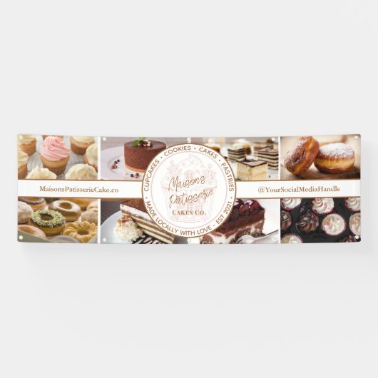 Cupcake Bakery Pastry Photo Collage Market Booth Spandoek (Horizontaal)