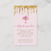 Cupcake Bakery Pink Faux Gold Foil Drip Visitekaartje (Achterkant)