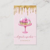 Cupcake Bakery Pink Faux Gold Foil Drip Visitekaartje (Voorkant)