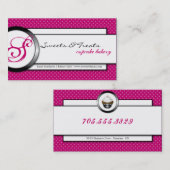 Cupcake Bakery Pink White Monogram Visitekaartje (Voorkant / Achterkant)