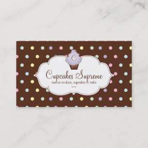 Cupcake Bakery Polka Dots Chocolate Mauve Visitekaartje