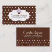 Cupcake Bakery Polka Dots Chocolate Mauve Visitekaartje (Voorkant / Achterkant)