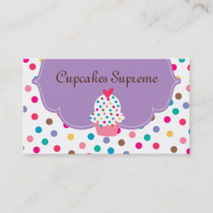 Cupcake Bakery Polka Dots Paars Heart 2 Visitekaartje