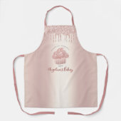 Cupcake Bakery Roos Gold Girly Glitter Drip Script Schort (Voorkant)