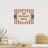 Cupcake Bakery Striped Sign Poster (Keuken)