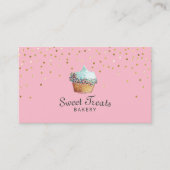Cupcake Bakery Sweet Behandelt Gold Confetti Pink Visitekaartje (Voorkant)