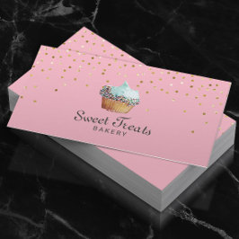 Cupcake Bakery Sweet Behandelt Gold Confetti Pink Visitekaartje