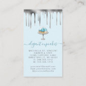 Cupcake Bakery Teal Faux Silver Foil Drip Visitekaartje (Achterkant)