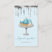 Cupcake Bakery Teal Faux Silver Foil Drip Visitekaartje (Voorkant)