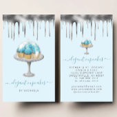 Cupcake Bakery Teal Faux Silver Foil Drip Visitekaartje