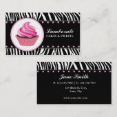 Cupcake Bakery Zebra Print Pink Elegant Moderne Visitekaartje (Voorkant / Achterkant)