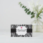 Cupcake Bakery Zebra Print Pink Elegant Moderne Visitekaartje (Staand voorkant)