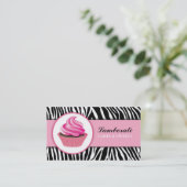 Cupcake Bakery Zebra Print Pink Elegant Moderne Visitekaartje (Staand voorkant)