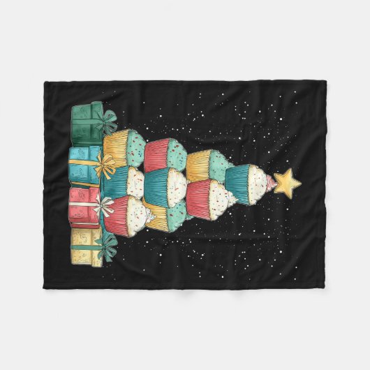 Cupcake Baking Baker Christmas Tree Xmas  Fleece Deken (Voorkant (Horizontaal))