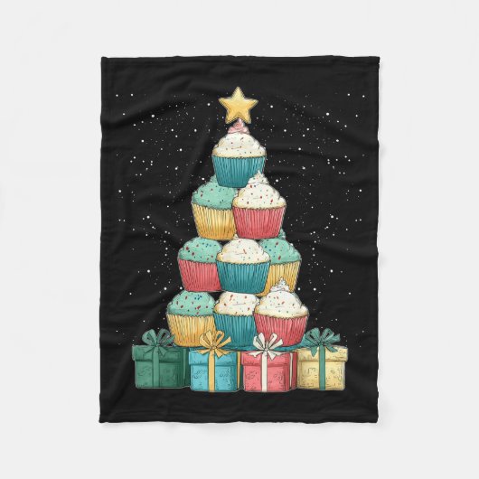 Cupcake Baking Baker Christmas Tree Xmas  Fleece Deken (Voorkant)