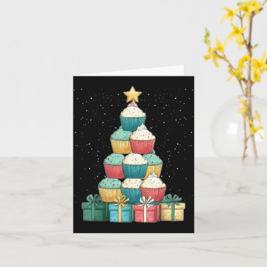 Cupcake Baking Baker Christmas Tree Xmas  Kaart (Gele Bloem)