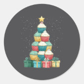 Cupcake Baking Baker Christmas Tree Xmas  Ronde Sticker (Voorkant)