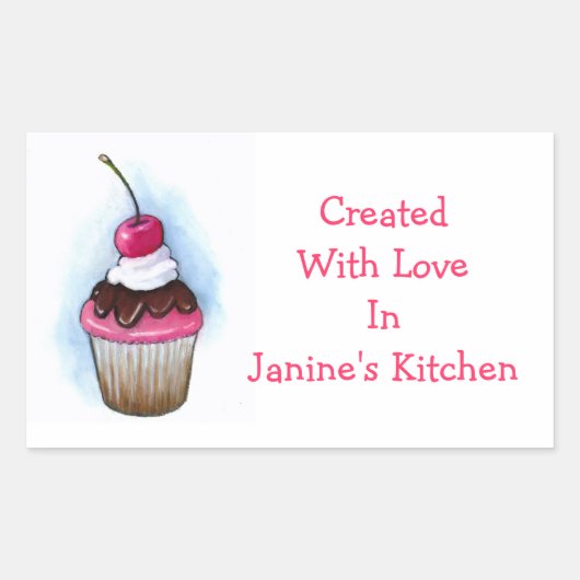 Cupcake: Baking Labels: Olie Pastel Art Rechthoekige Sticker (Voorkant)