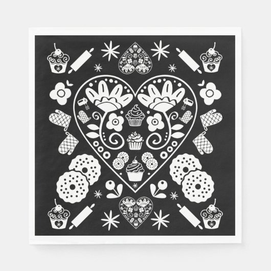 Cupcake bakken Folk Art Servet (Voorkant)