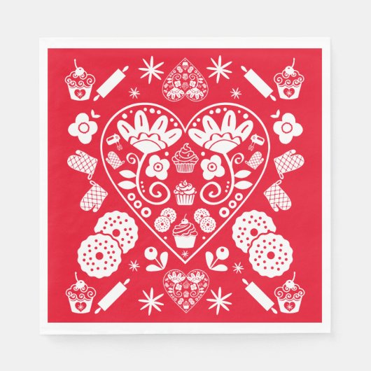 Cupcake bakken Folk Art Servet (Voorkant)