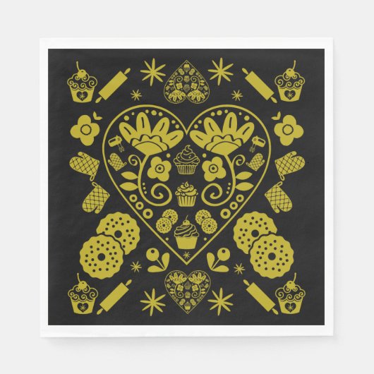 Cupcake bakken Folk Art Servet (Voorkant)