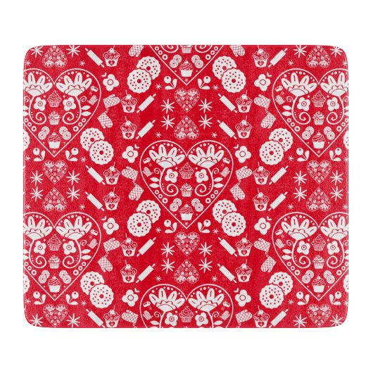 Cupcake bakken Folk Art Snijplank (Voorkant)