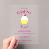 Cupcake Bakken Verjaardag Acryl Uitnodigingen (Insitu (Draagbaar))