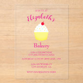 Cupcake Bakken Verjaardag Acryl Uitnodigingen (Voorkant)