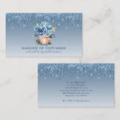 Cupcake Bakker Bloemen Cupcake Blauw Glitter Drips Visitekaartje (Voorkant / Achterkant)