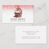 Cupcake Bakker Gebak Chef Rood Fluweel Roze Glitte Visitekaartje (Voorkant / Achterkant)