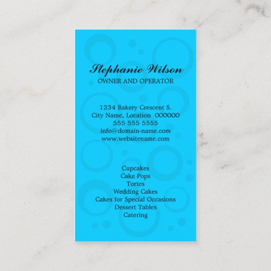 Cupcake bakkerblauw visitekaartje (Achterkant)
