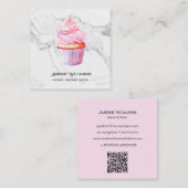 Cupcake Bakkerij | Bakker Chef  Marmer OF Code Vierkante Visitekaartje (Voorkant / Achterkant)