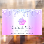 Cupcake Bakkerij Banketbakker Paarse Glitterdruppe Raamsticker (Vel 2)