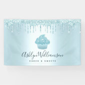 Cupcake Bakkerij Banketbakker Turquoise Glitterspr Spandoek (Horizontaal)