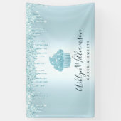 Cupcake Bakkerij Banketbakker Turquoise Glitterspr Spandoek (Verticaal)