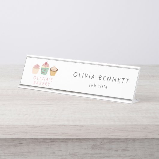 Cupcake bakkerij bedrijf bureau naambordje (Voorkant)