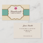 Cupcake bakkerij beige legant retro moderne stripe visitekaartje (Voorkant / Achterkant)