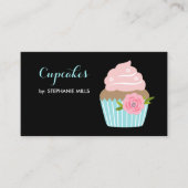 Cupcake Bakkerij Black Aqua Bloem Visitekaartje (Voorkant)