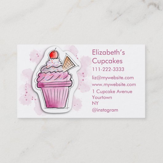 Cupcake bakkerij Bright Modern Visitekaartje (Achterkant)