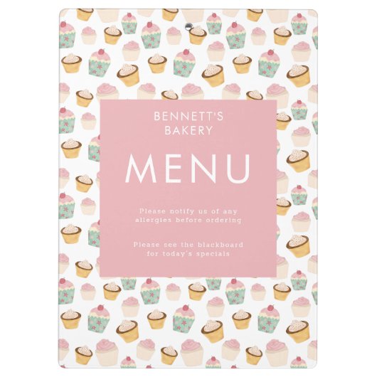 Cupcake Bakkerij business Menu Klembord (Achterkant)