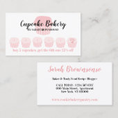 Cupcake Bakkerij Cafe Trouw Stempel Korting Visitekaartje (Voorkant / Achterkant)