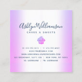 Cupcake bakkerij Chef Chic Glitter Drift Paars Blu Vierkante Visitekaartje (Achterkant)