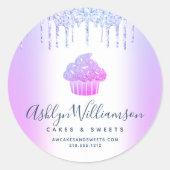 Cupcake bakkerij Chef Chic Paars Blue Glitter Driv Ronde Sticker (Voorkant)