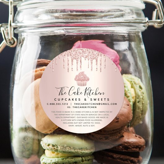 Cupcake bakkerij Chef Roos Gold Glitter Drift Lega Ronde Sticker