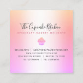 Cupcake bakkerij Chef roze regenboog Roos Glitter  Vierkante Visitekaartje (Achterkant)