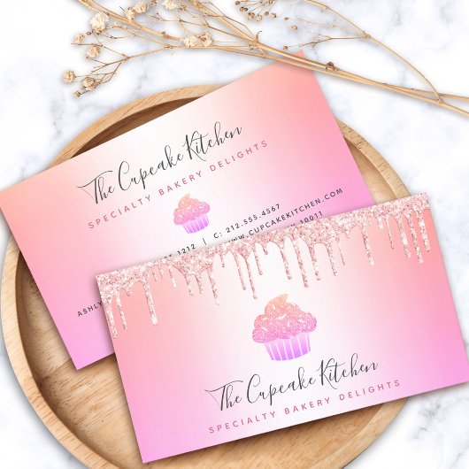 Cupcake bakkerij Chef Roze Roze druppelaar regenbo Visitekaartje