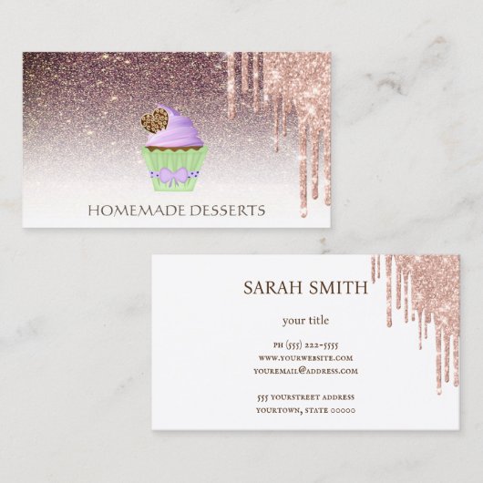 Cupcake bakkerij chef, schattig visitekaartje (Voorkant / Achterkant)