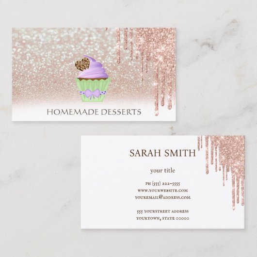 Cupcake bakkerij chef, schattig visitekaartje (Voorkant / Achterkant)